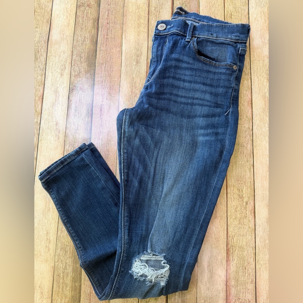 Express Dark Blue Distressed Skinny Jeggings
